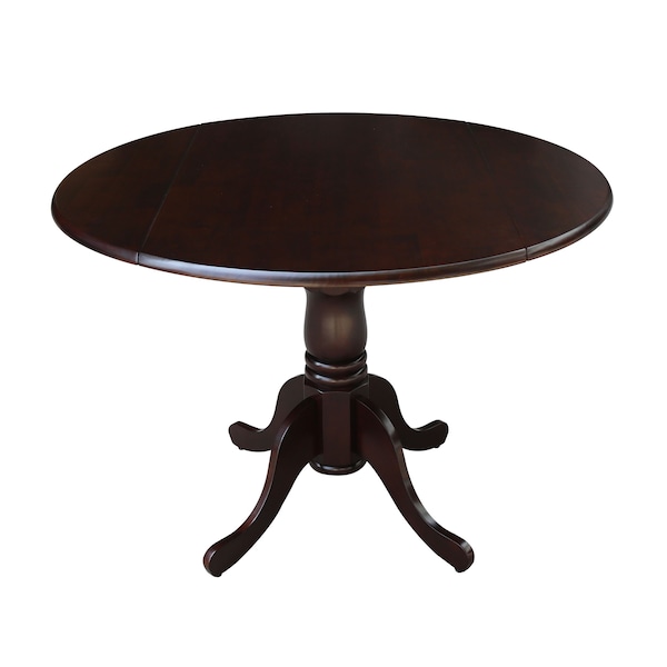 International Concepts Round 42 in Round Dual Drop Leaf Pedestal Table, Rich Mocha, 42 W, 42 L, 29.5 in H, Wood T15-42DP - main